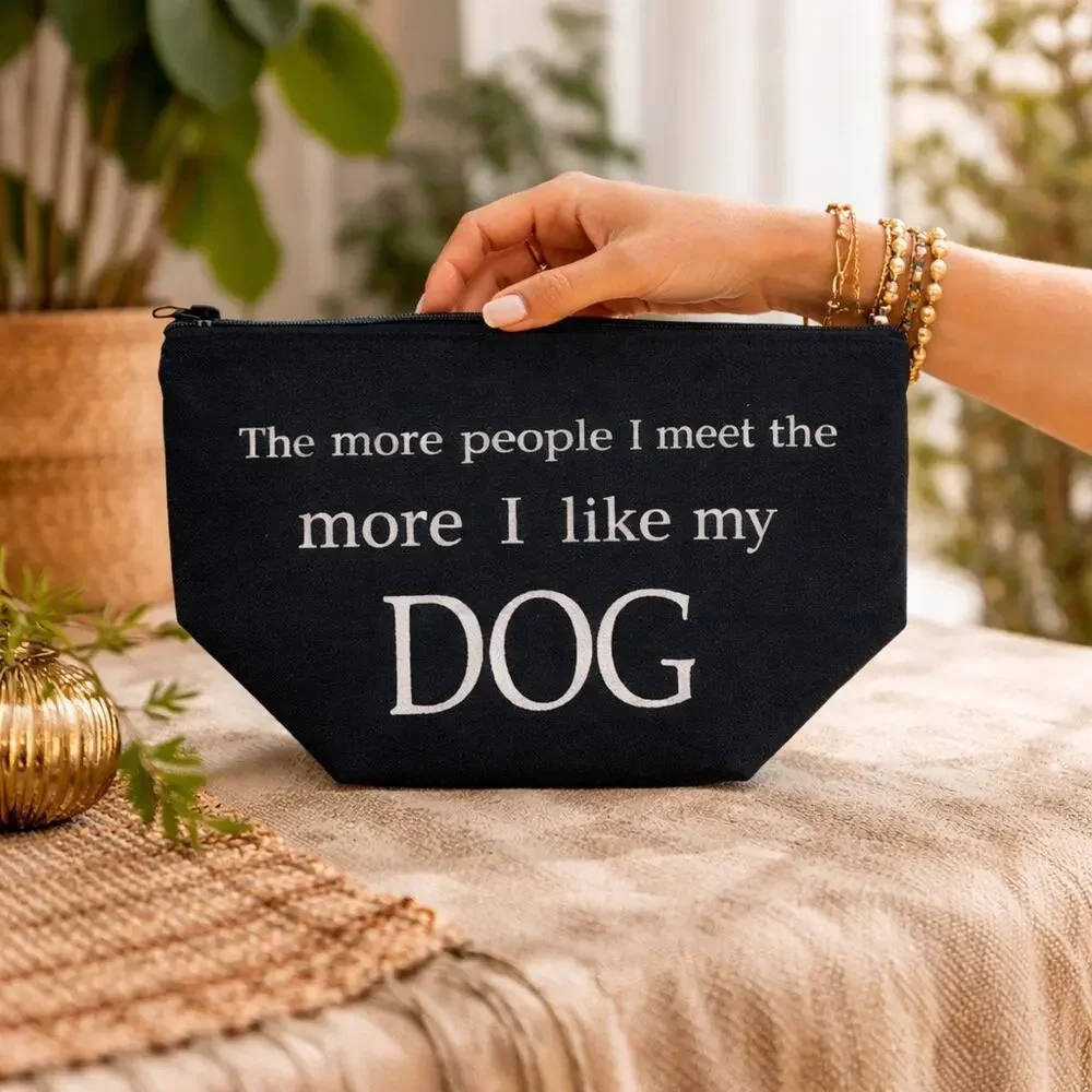 Dog Lover Makeup Bag I Work Hard For My Dog Canvas Cosmetic NWT